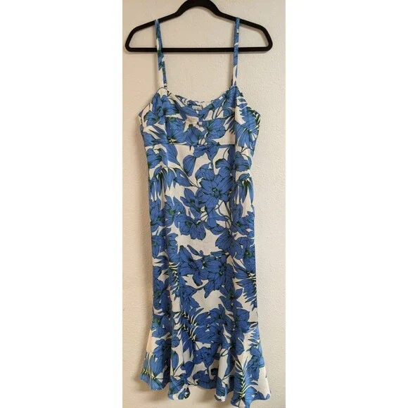 Cabi # 6761 Botanical Dress Floral Print Spaghetti Strap Ruffle Hem Dress Small - Picture 2 of 14